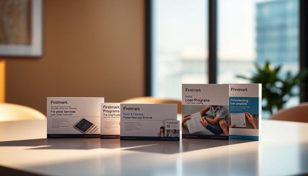 A modern, professional-looking closeup shot of various Firstmark Services loan program offerings, prominently displayed on a sleek, minimalist desk against a softly blurred background. The products are arranged neatly, with clean lines and shadows emphasizing their design. Warm, natural lighting casts a calming glow, creating a sense of trust and reliability. The overall composition suggests an authoritative, yet approachable presence, reflecting Firstmark Services' reputation as a trusted financial solutions provider. A modern, professional-looking closeup shot of various Firstmark Services loan program offerings, prominently displayed on a sleek, minimalist desk against a softly blurred background. The products are arranged neatly, with clean lines and shadows emphasizing their design. Warm, natural lighting casts a calming glow, creating a sense of trust and reliability. The overall composition suggests an authoritative, yet approachable presence, reflecting Firstmark Services' reputation as a trusted financial solutions provider.