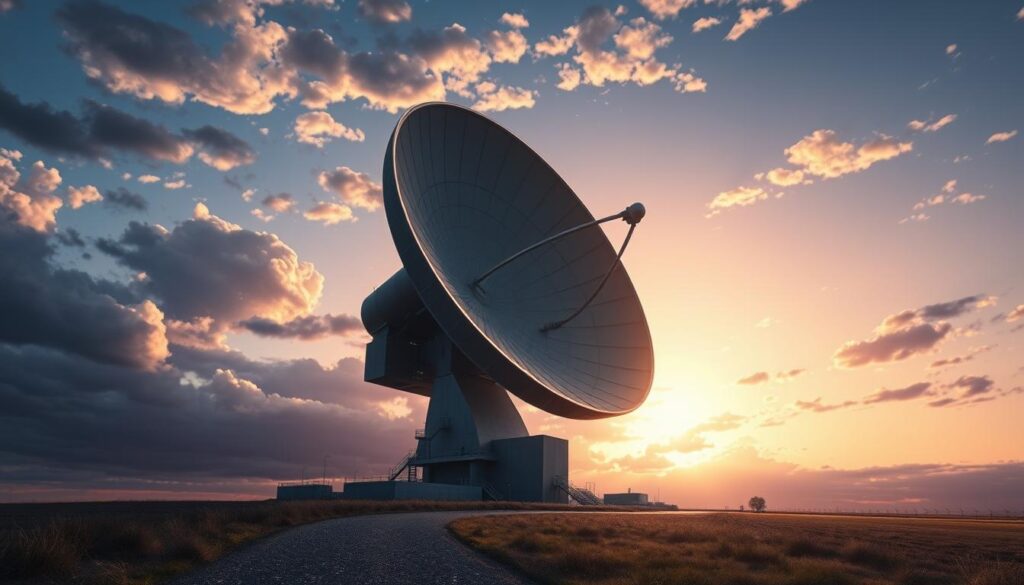 A vast, circular NEXRAD Doppler radar system stands tall against a dusky, cloud-speckled sky. The radar dish, gleaming in the fading daylight, rotates slowly, scanning the horizon for atmospheric disturbances. The facility's angular, utilitarian architecture is accentuated by dramatic shadows and highlights, conveying a sense of technological might and meteorological importance. In the foreground, a gravel path winds towards the radar, hinting at the human presence that maintains this crucial weather monitoring outpost. The overall scene exudes a sense of scientific authority and environmental vigilance, befitting the National Weather Service's role in safeguarding the public. A vast, circular NEXRAD Doppler radar system stands tall against a dusky, cloud-speckled sky. The radar dish, gleaming in the fading daylight, rotates slowly, scanning the horizon for atmospheric disturbances. The facility's angular, utilitarian architecture is accentuated by dramatic shadows and highlights, conveying a sense of technological might and meteorological importance. In the foreground, a gravel path winds towards the radar, hinting at the human presence that maintains this crucial weather monitoring outpost. The overall scene exudes a sense of scientific authority and environmental vigilance, befitting the National Weather Service's role in safeguarding the public.