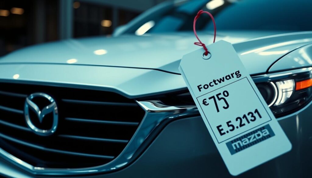 Image of a Mazda vehicle with a financing tag Image of a Mazda vehicle with a financing tag